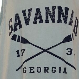 U.S. Vintage Tank Top Mens XL Light Blue Savannah Georgia Graphic NWOT cotton